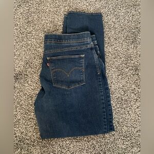 Levis Jeans Size 16 Pull On Style Ankle Stretch Blue Denim Elastic Waistband